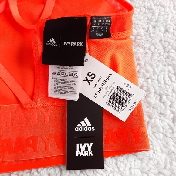 NWT ADIDAS × IVY PARK By Beyoncé Solar Orange Halter Athletic Sports Bra Size XS - Picture 7 of 9